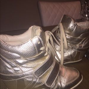 Gold Wedge Sneakers
